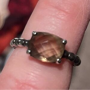 Pandora Ring Size 7- topaz colored stone